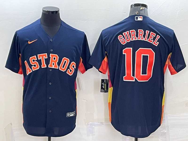 Men%27s Houston Astros #10 Yuli Gurriel Navy Blue Stitched MLB Cool Base Nike Jersey